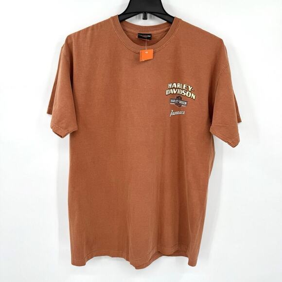 HARLEY DAVIDSON 2014 Orange Jamaica T Shirt Men's Size Large Pin-Up Girl Babe - Picture 3 of 9